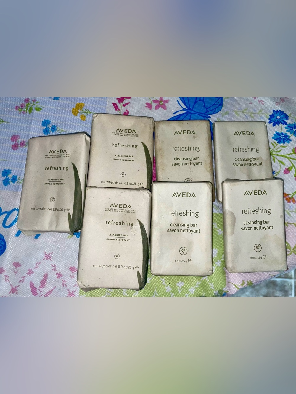 AVEDA 7 Mini Refreshing Cleansing Bar Soaps 7 x 0.9 oz. 25 g / Sealed Bar Soaps